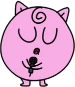 jigglypuff singing into a mic